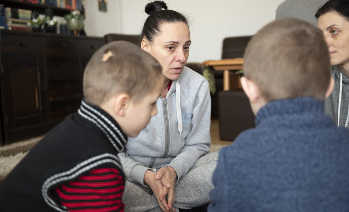 Madre y sus hijos ucranianos
